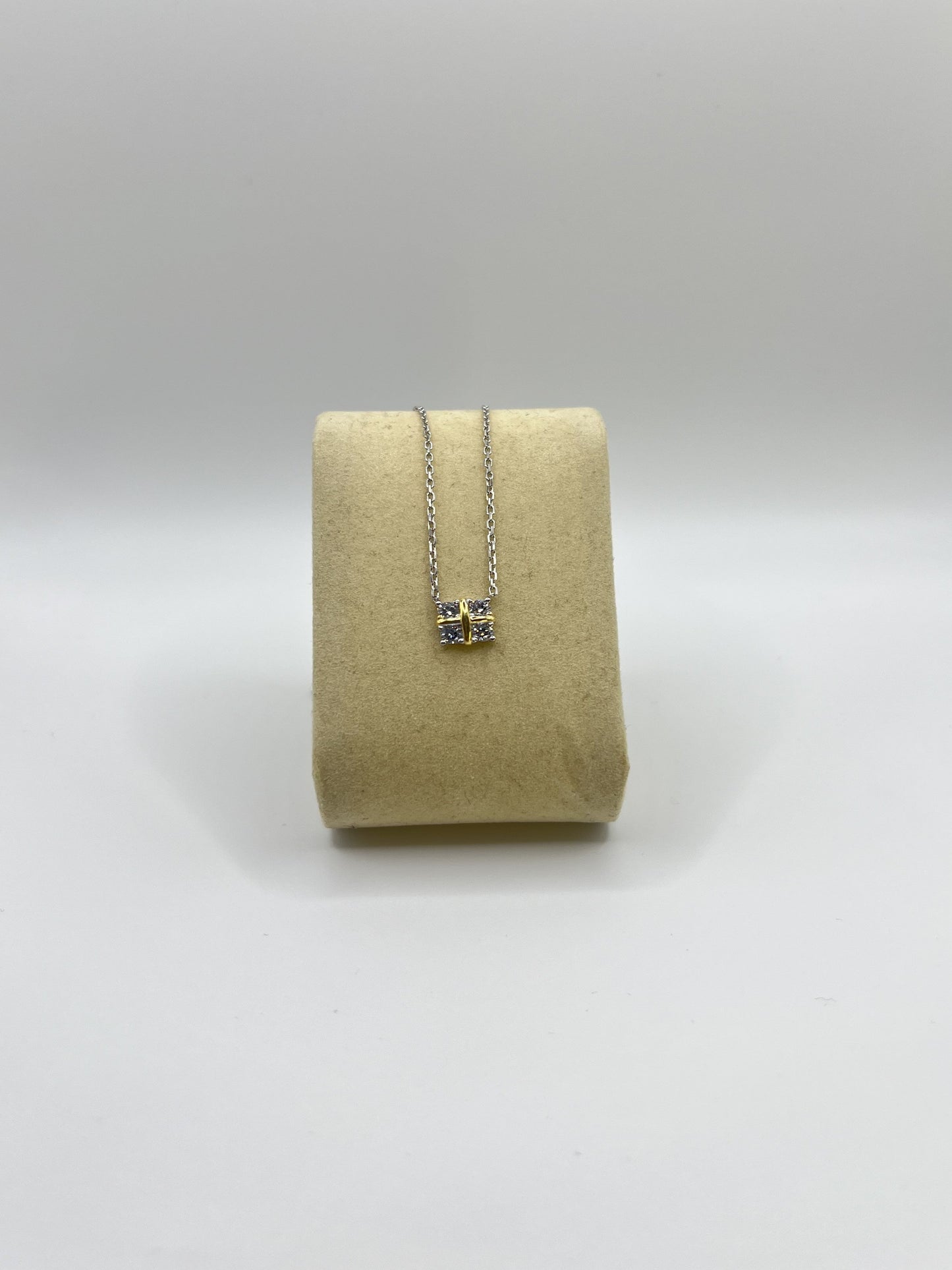 Cross Gold & Sliver Zirconia Sterling Sliver Necklace