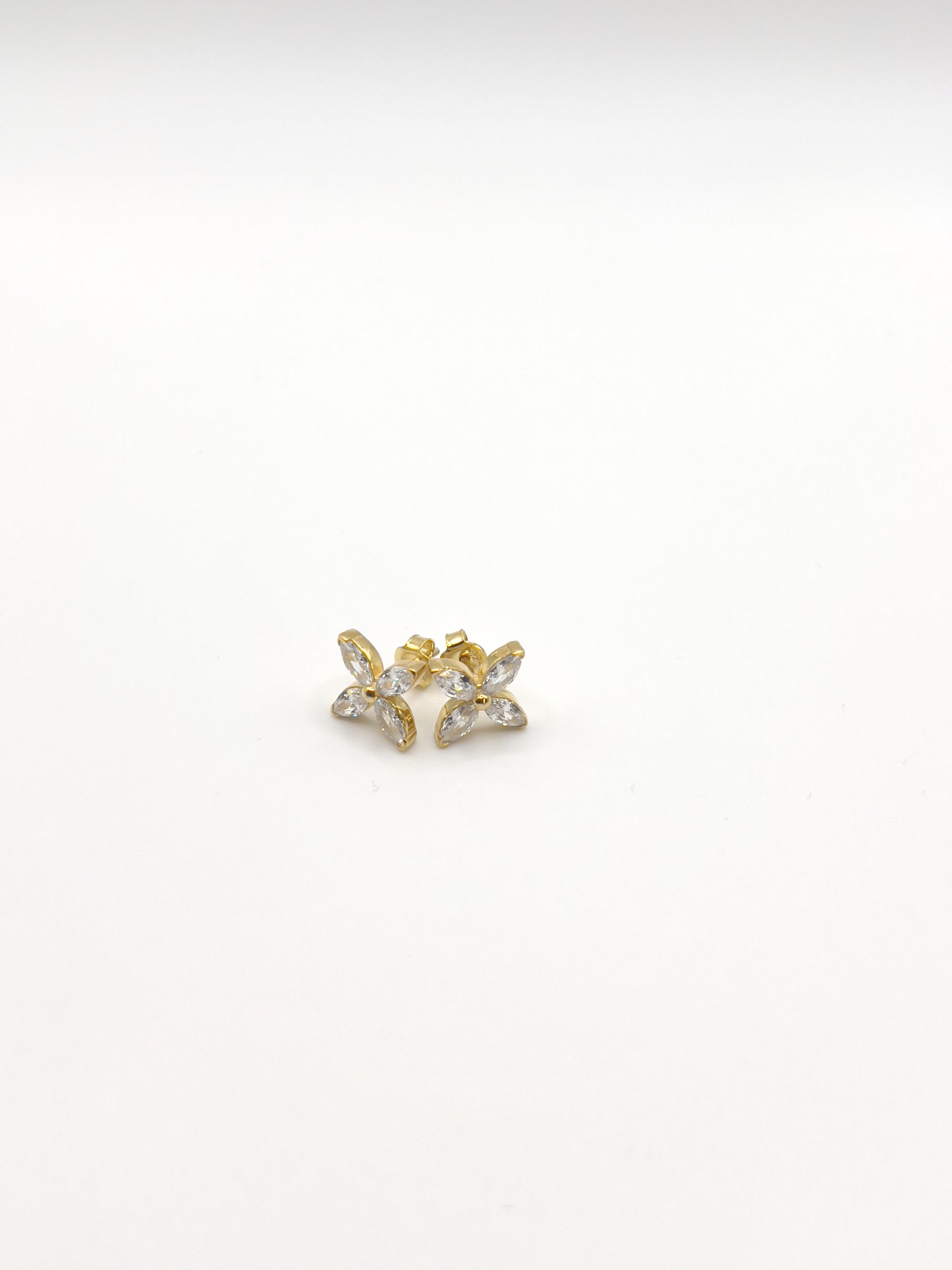 Clear/Pink Flower Zirconia Sterling Silver Studs