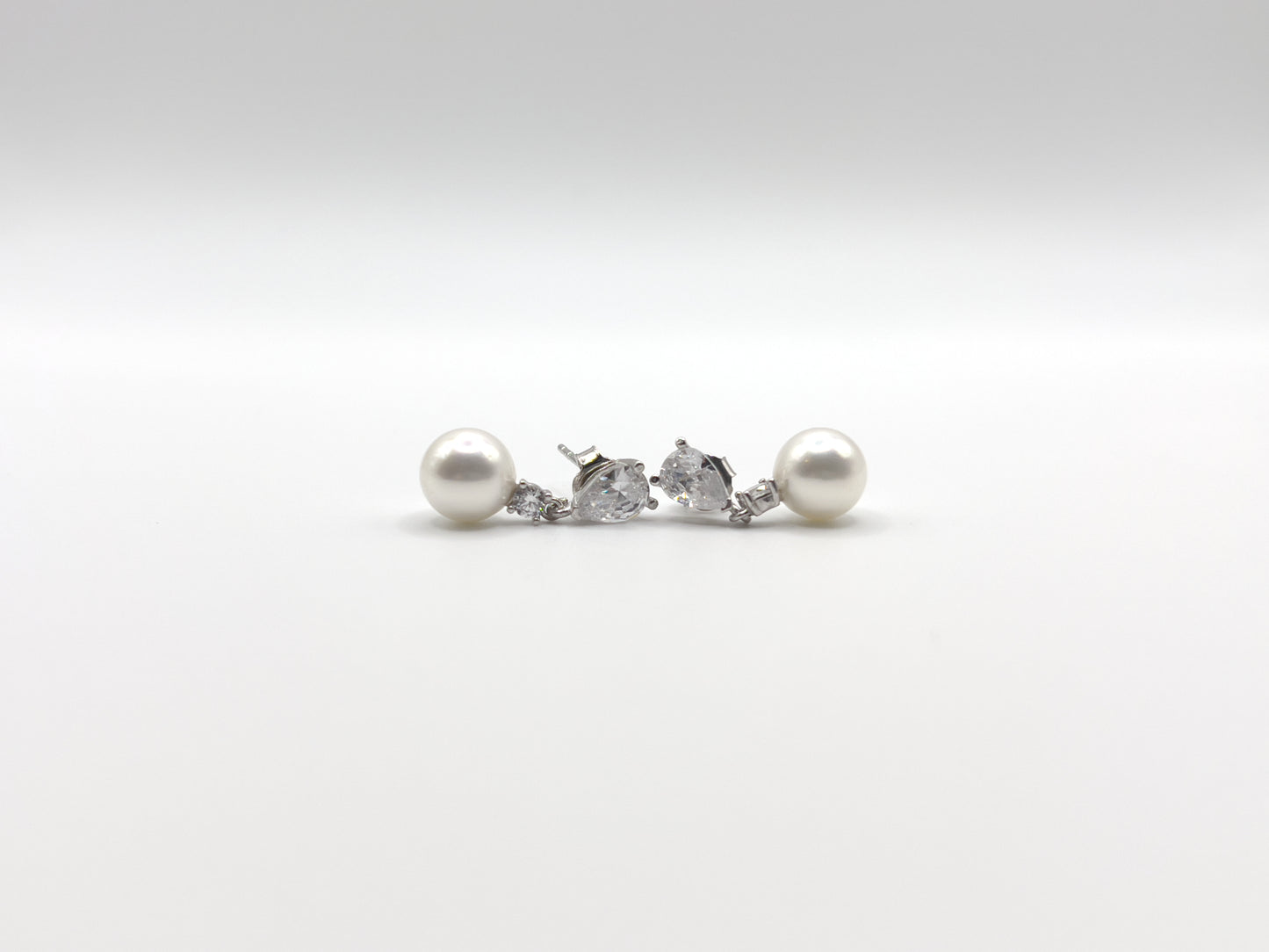 White Pearl Zirconia Sterling Silver Studs