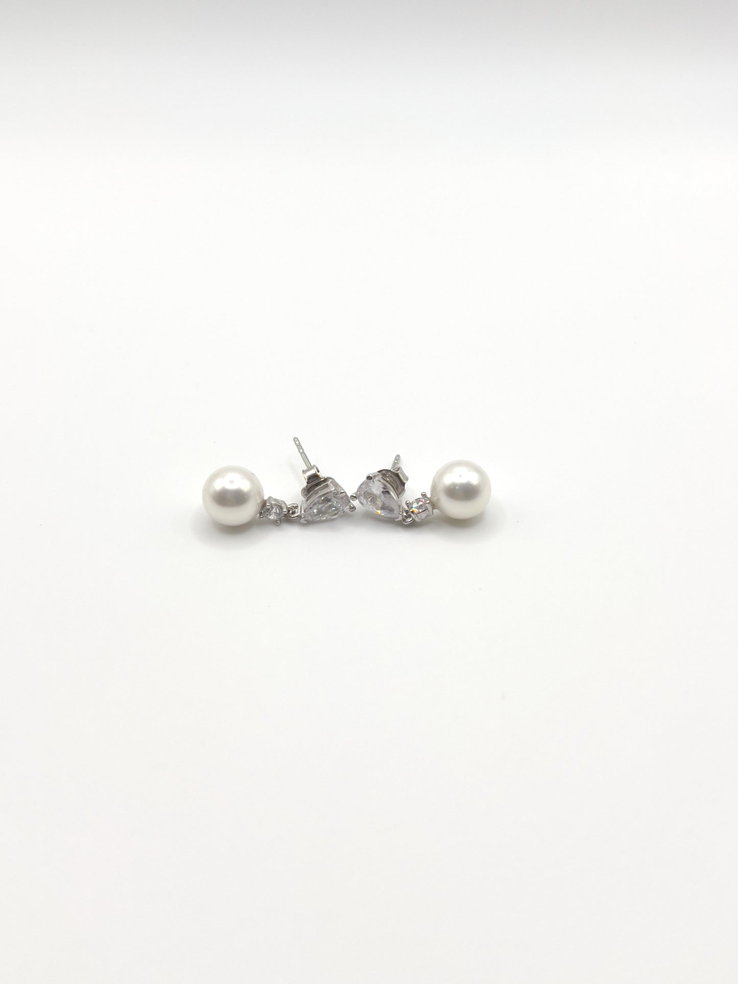 White Pearl Zirconia Sterling Silver Studs