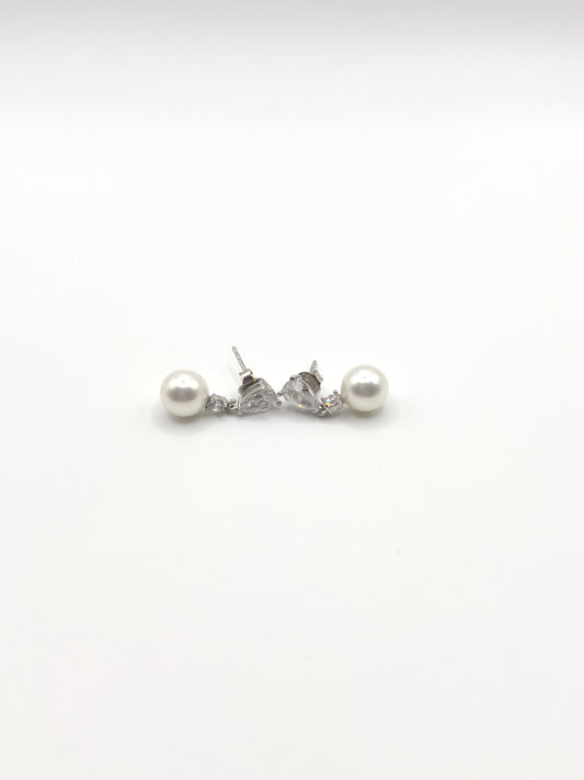 White Pearl Zirconia Sterling Silver Studs