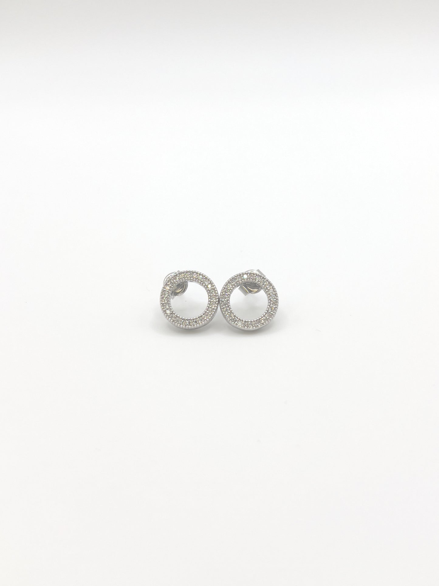 Circle Zirconia Sterling Silver Studs