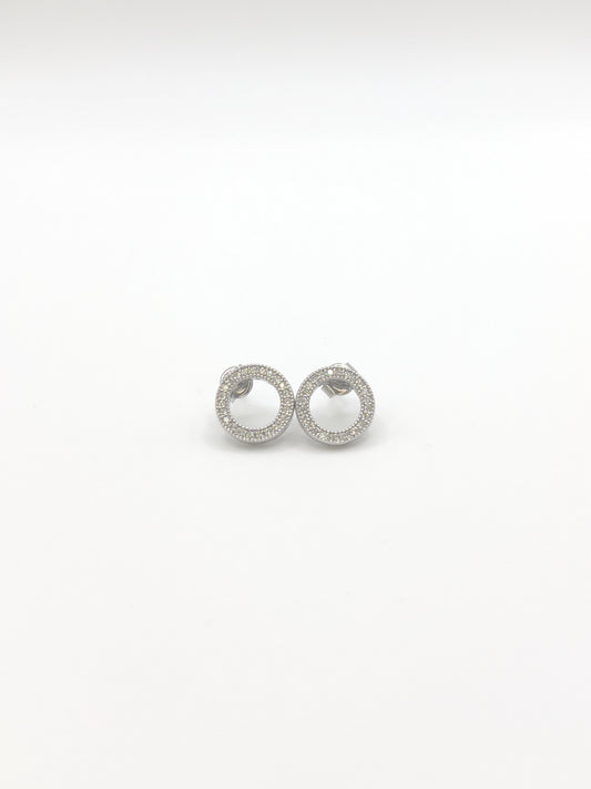 Circle Zirconia Sterling Silver Studs