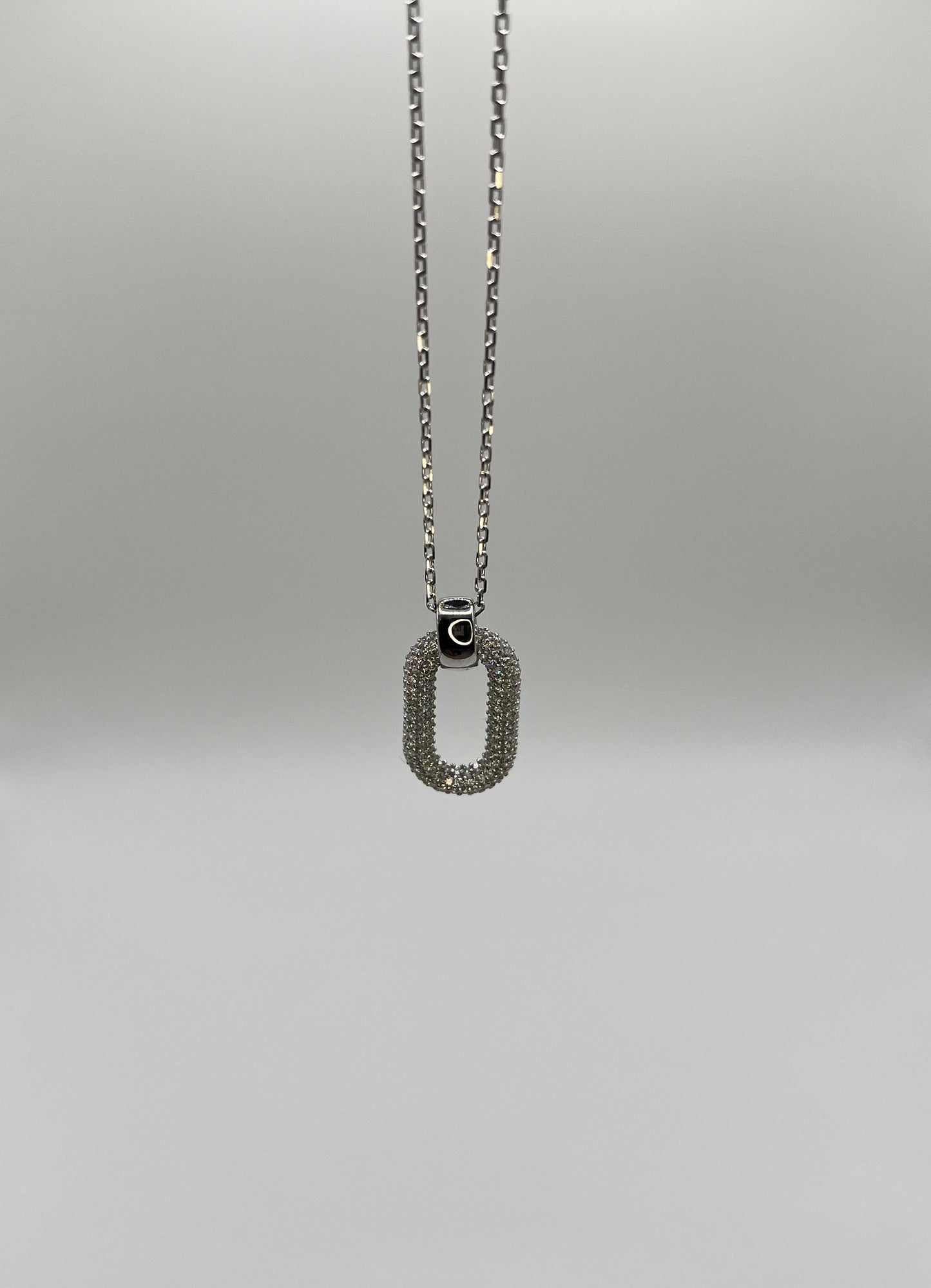 Oval Zirconia Sterling Silver Necklace